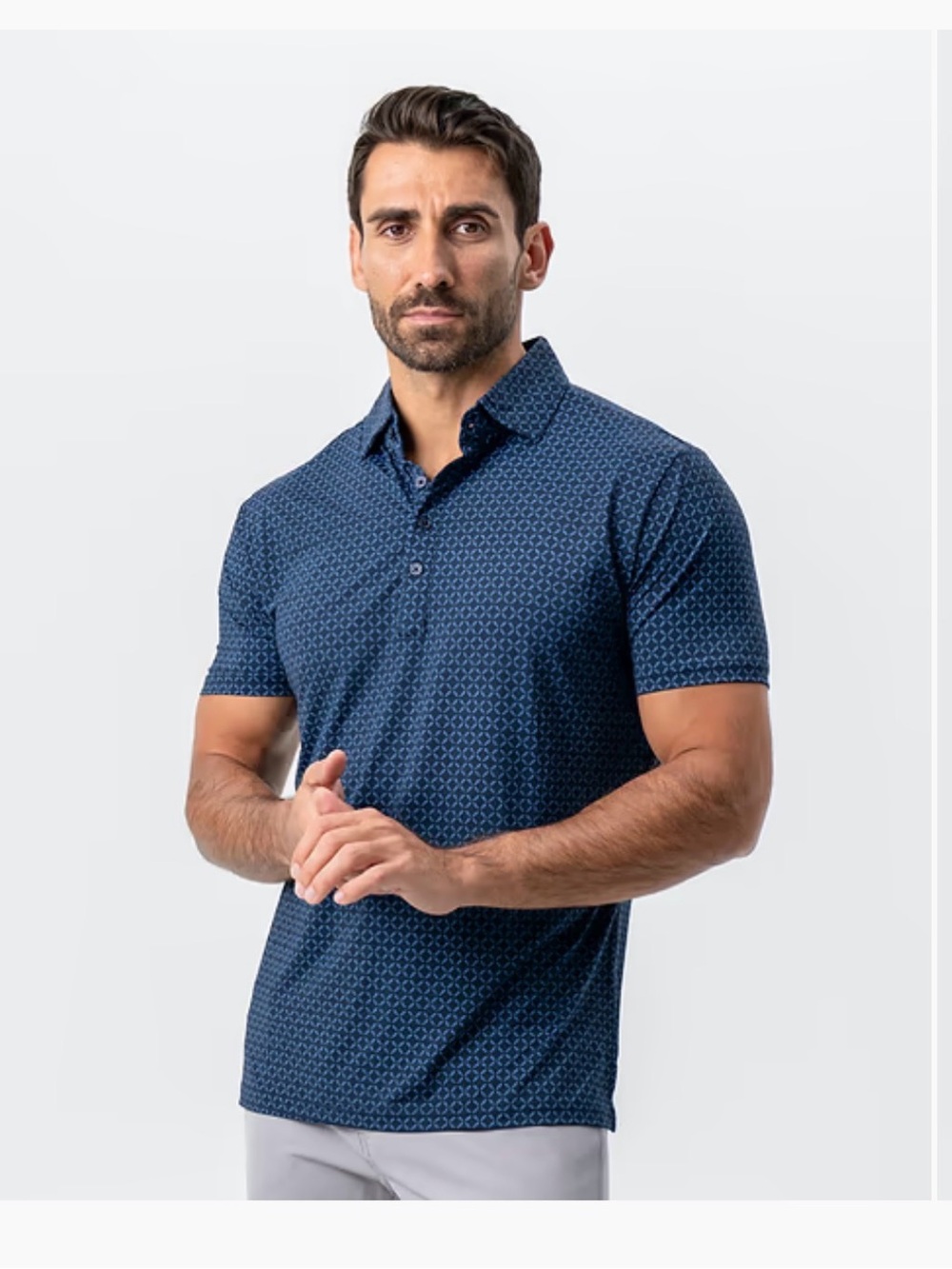 State and liberty Zeus polo L navy blue floral check.